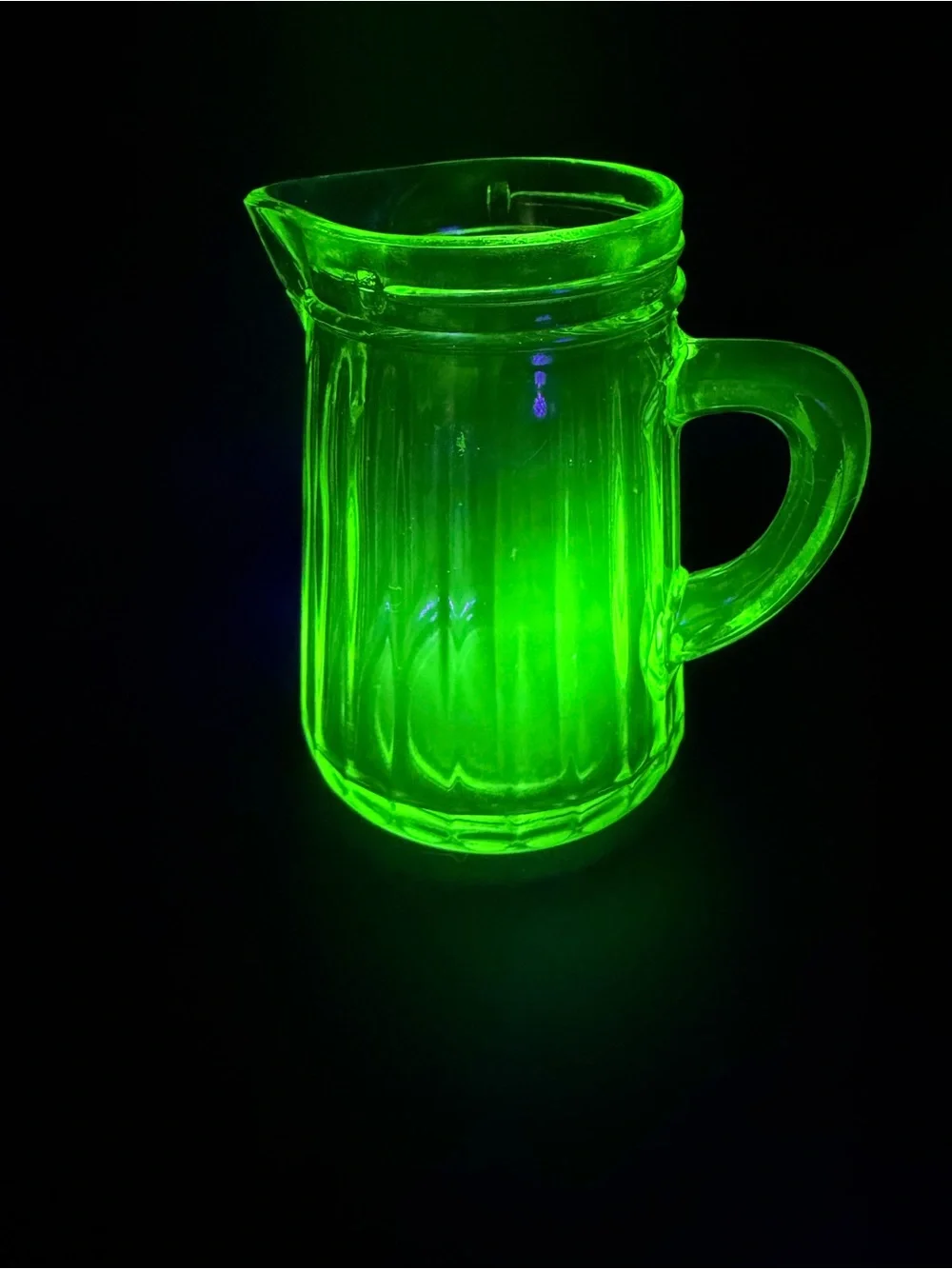 Uranium Green Antique Syrup Dispenser Pitcher Depression Vaseline Glass